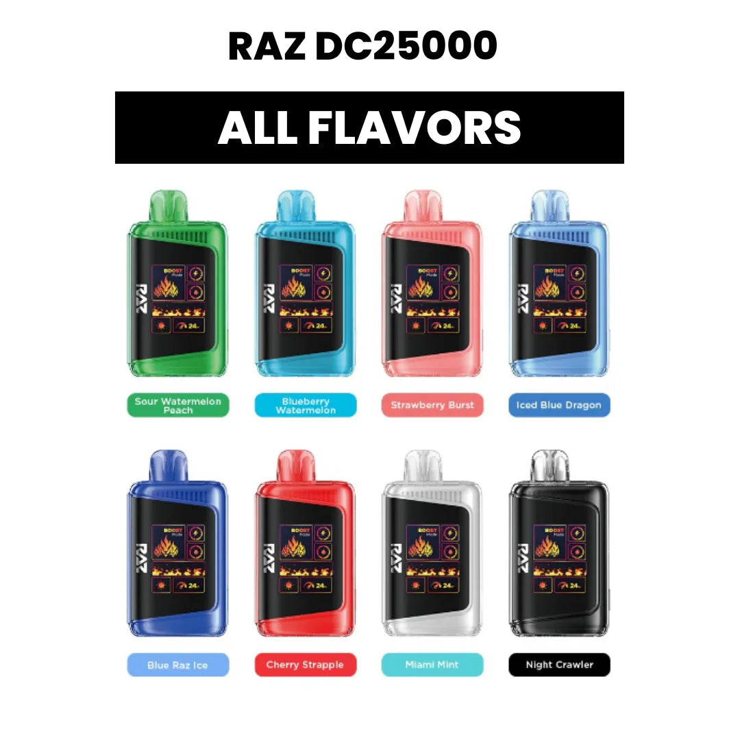 RAZ DC25000 disposable vape pen - 5% Nic - All flavors FUMEHQD.COM RAZ DC25000 disposable vape pen - 5% Nic - All flavors FUMEHQD.COM