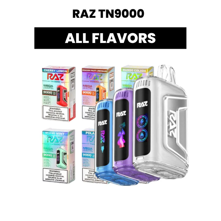 RAZ TN9000 DISPOSABLE VAPE 5% Nicotine- All flavors FUMEHQD.COM RAZ TN9000 DISPOSABLE VAPE 5% Nicotine- All flavors FUMEHQD.COM