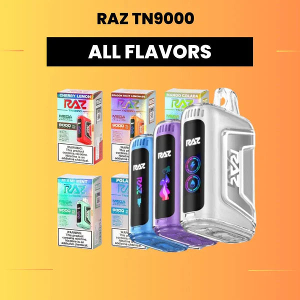 RAZ TN9000 DISPOSABLE VAPE 5% Nicotine- All flavors FUMEHQD.COM RAZ TN9000 DISPOSABLE VAPE 5% Nicotine- All flavors FUMEHQD.COM