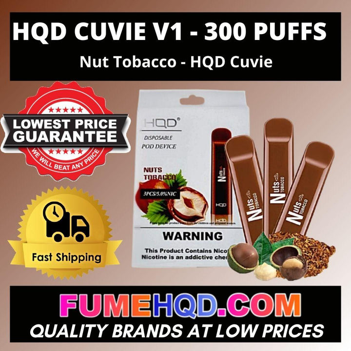 HQD Cuvie Nut Tobacco  Disposable Vape - 1 brick