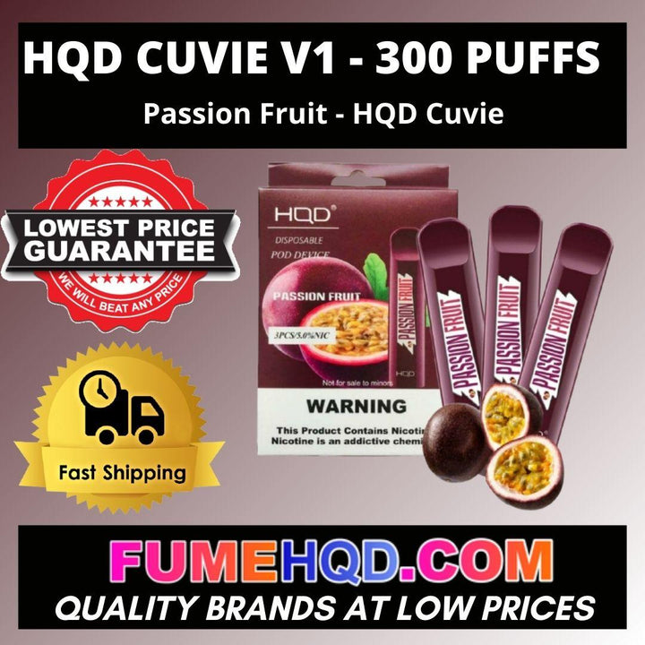 HQD Cuvie Passion Fruit Disposable Vape - 1 brick