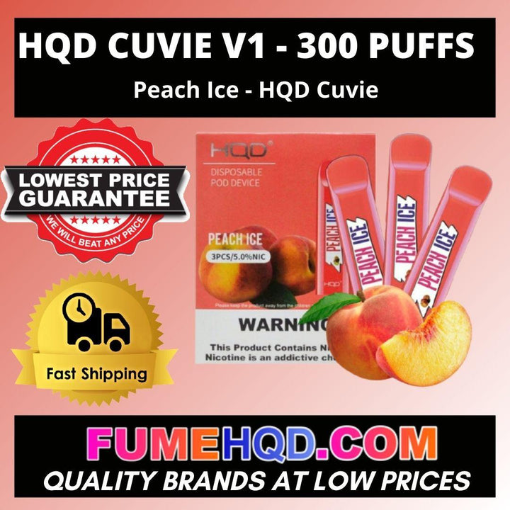 HQD Cuvie Peach Ice Disposable Vape - 1 brick